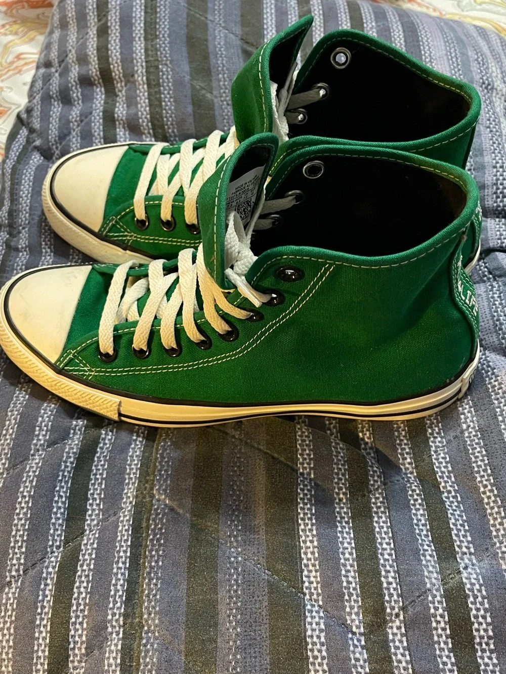 Converse Kids High-Top Canvas Sneakers in Green with White Accents - Picture 2 of 5